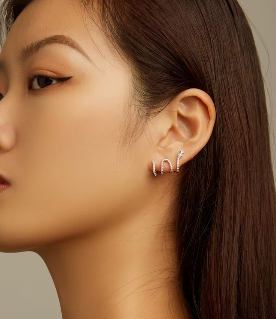 Silver Snake Stud Earrings