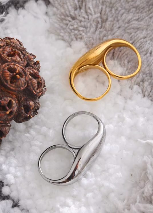 Double Finger Geometric Ring