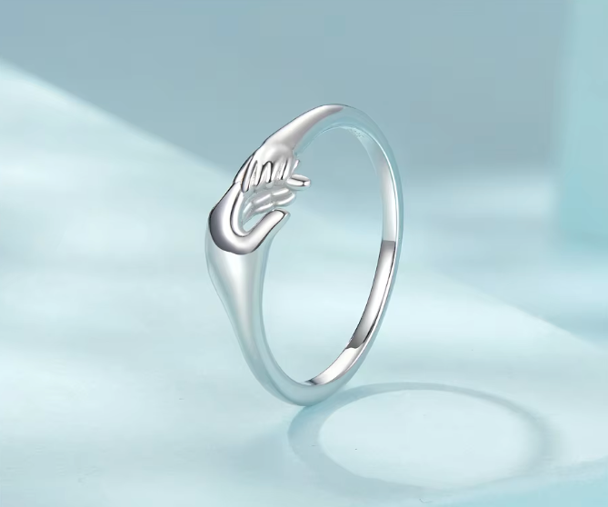 Sterling Silver Holding Hands Ring