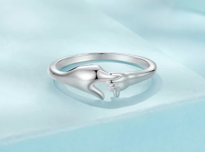 Sterling Silver Holding Hands Ring