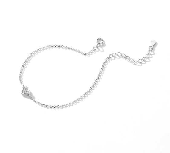 Silver Heart Chain Bracelet