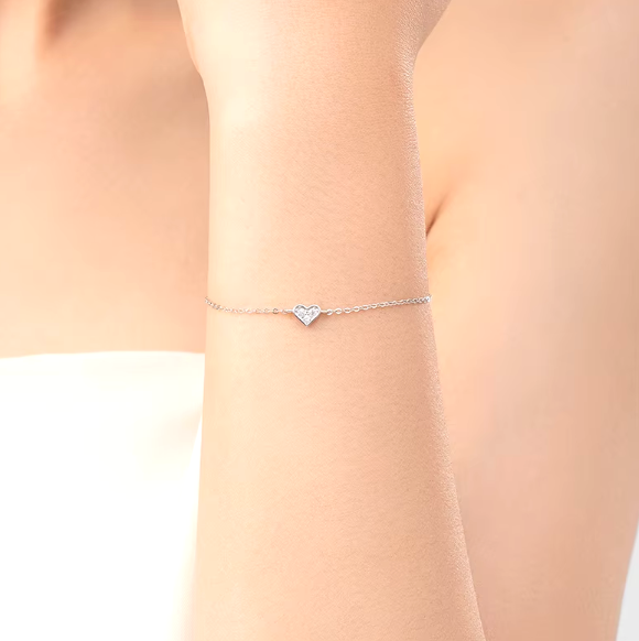 Silver Heart Chain Bracelet