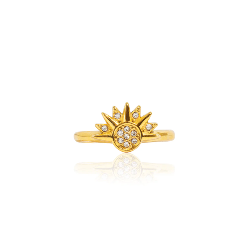Sun-Moon Rhinestone Ring