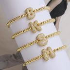 Beaded Bubble Initial Bracelet