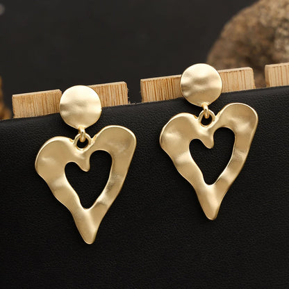 Gold Heart Drop Earrings