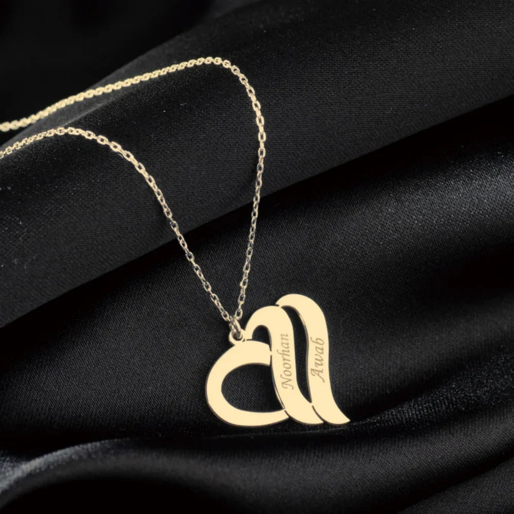 Personalized Double Name Heart Necklace