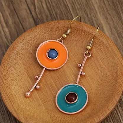 Asymmetric Metal Drop Boho Earrings