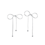 Silver Ribbon Dangle Earrings