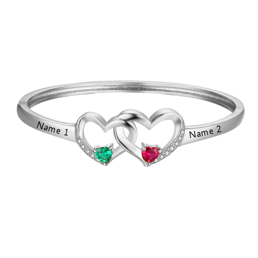 Personalized Double Heart Bracelet