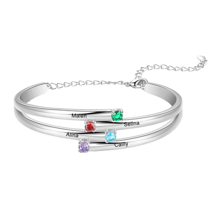 Personalized Birthstone Bangle Bracelet