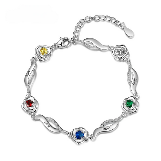 Personalized Birthstone Rose Bracelet