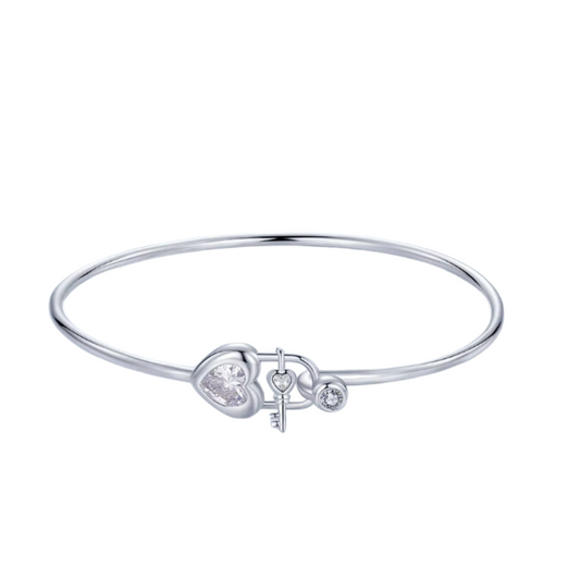 Sterling Silver Heart Lock Bracelet