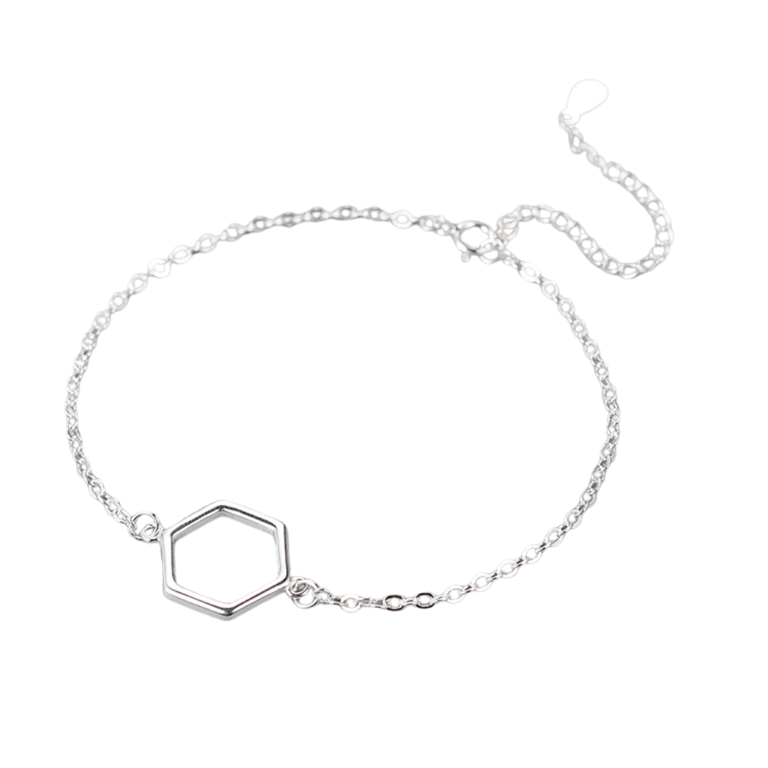 Silver Hexagon Charm Bracelet