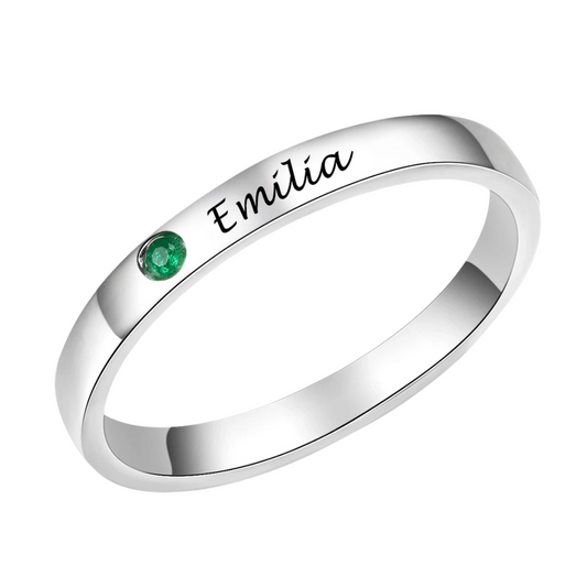 Personalized Birthstone Name Ring