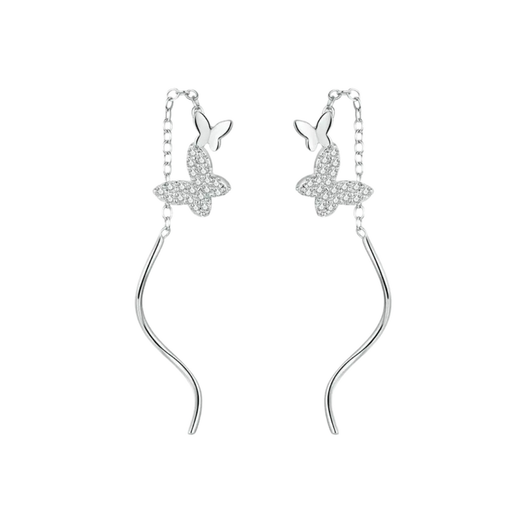 Silver Butterfly Dangle Earrings