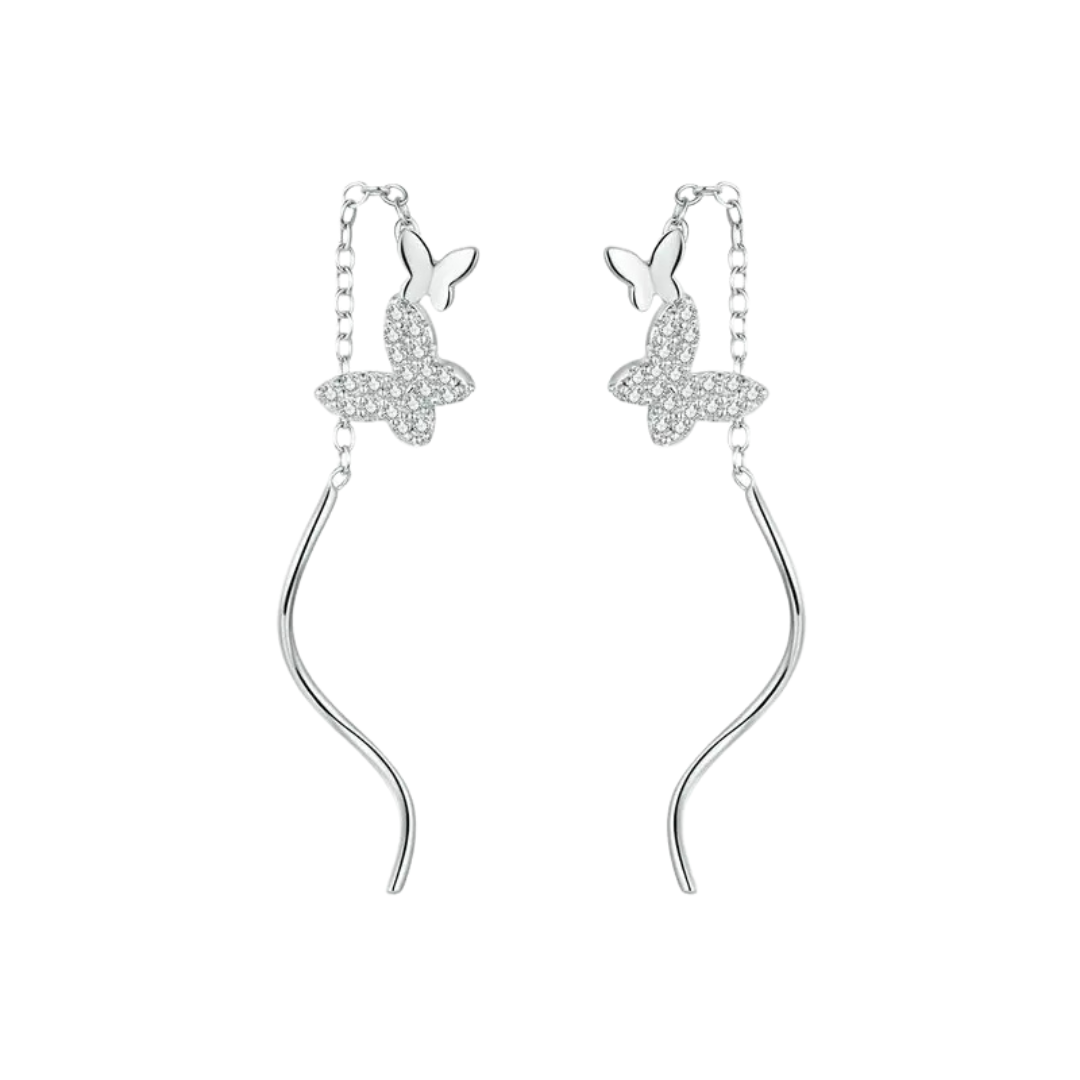 Silver Butterfly Dangle Earrings