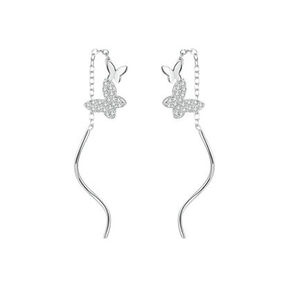 Silver Butterfly Dangle Earrings