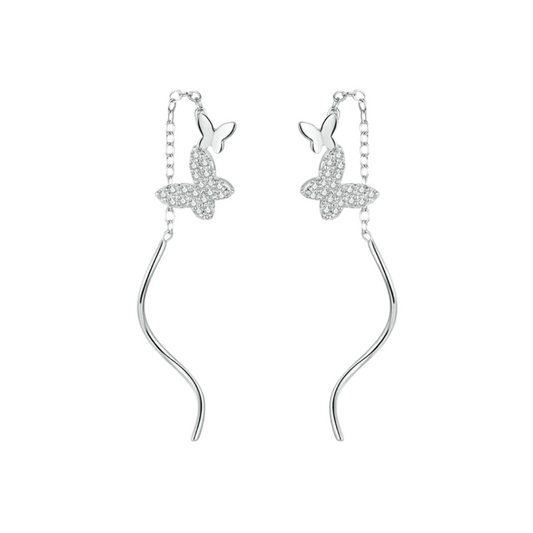 Silver Butterfly Dangle Earrings