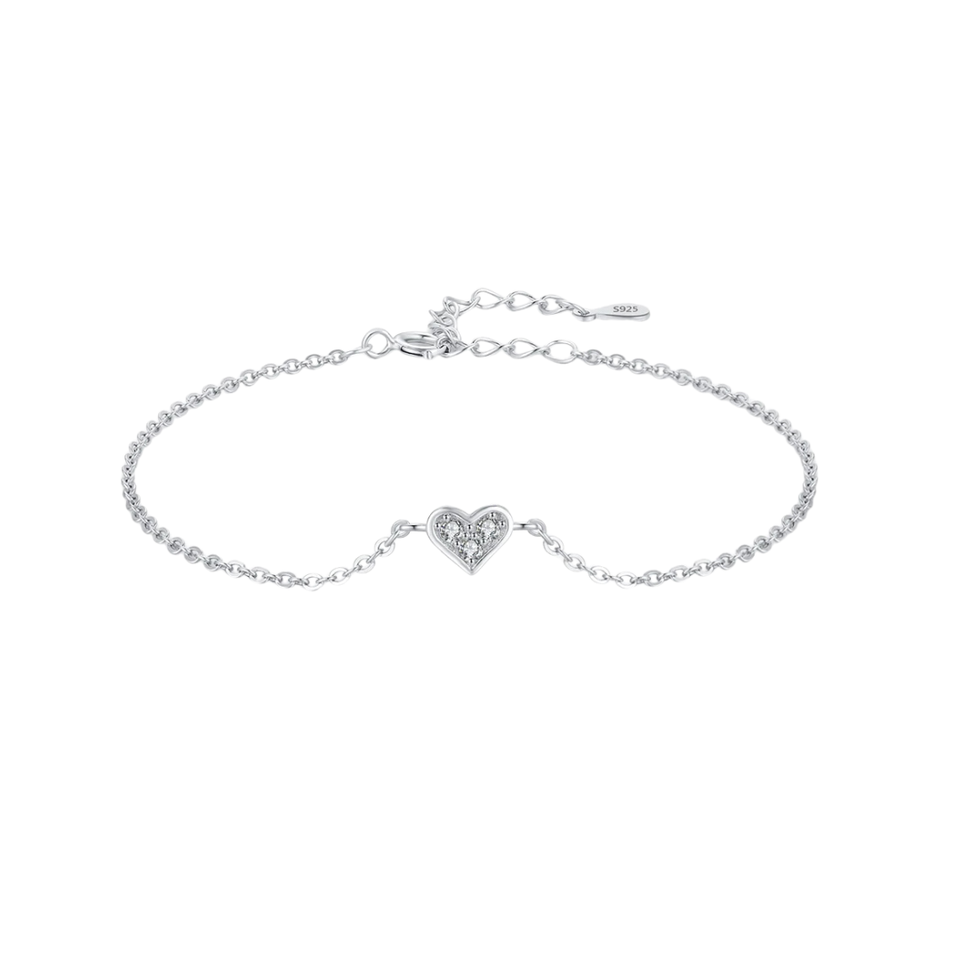 Silver Heart Chain Bracelet