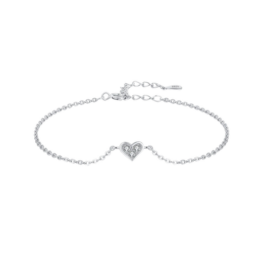 Silver Heart Chain Bracelet