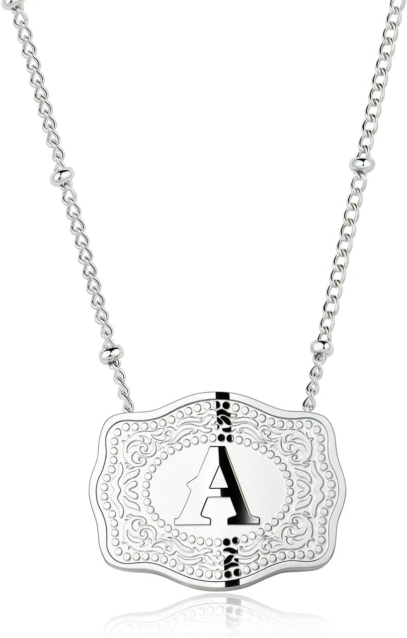 Rhodium Plated Initial Necklace