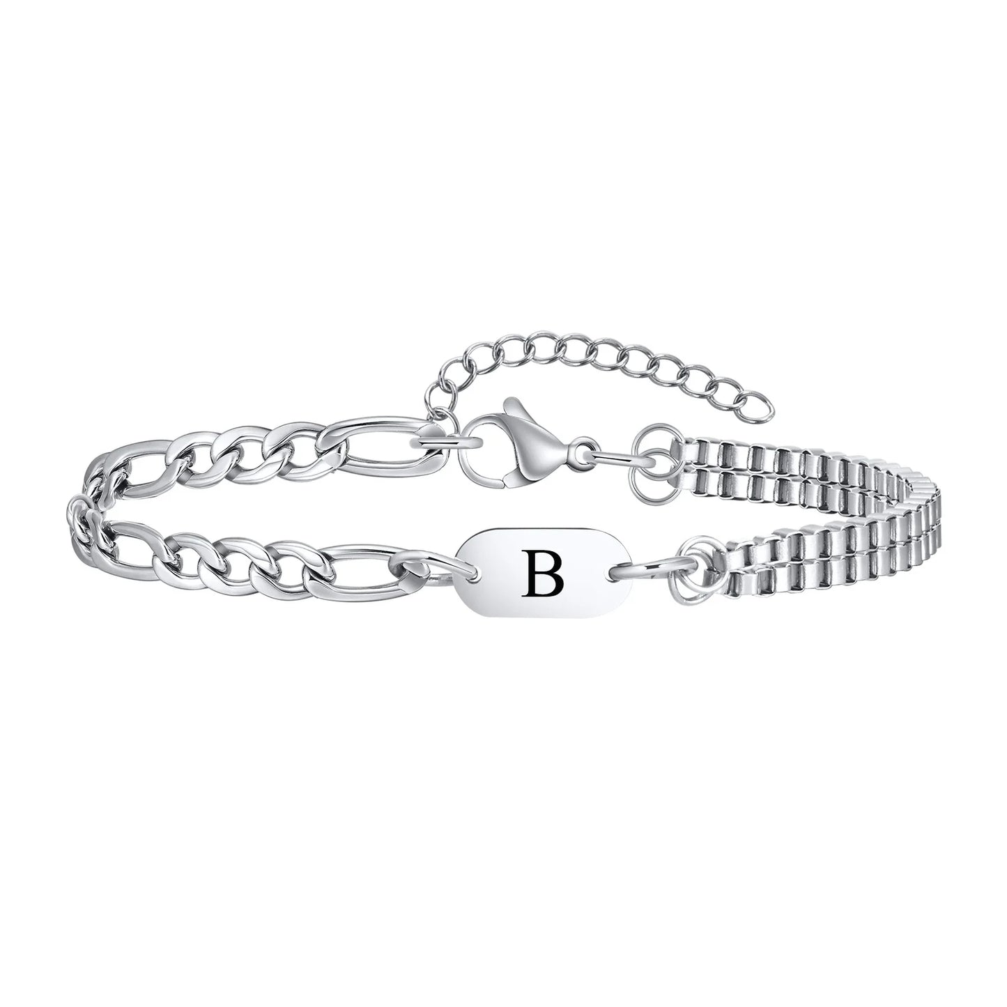 Silver Initial Unisex Bracelet