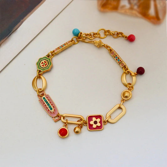 Colorful Enamel Charm Bracelet