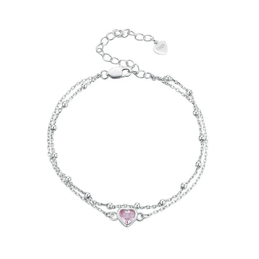 Pink Crystal Heart Bracelet