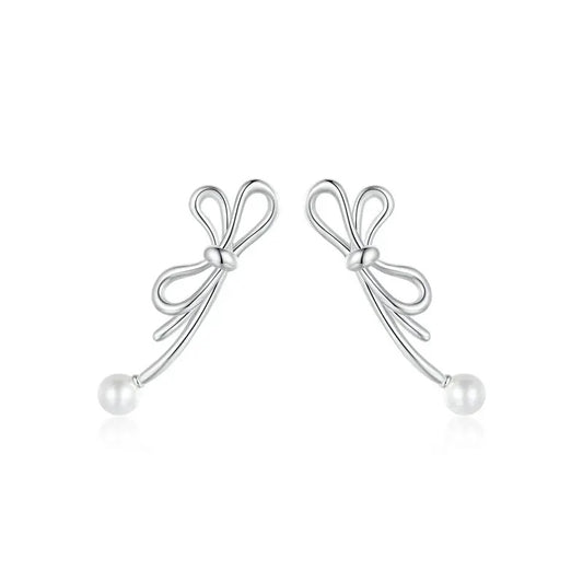 Bow Knot Pearl Earrings