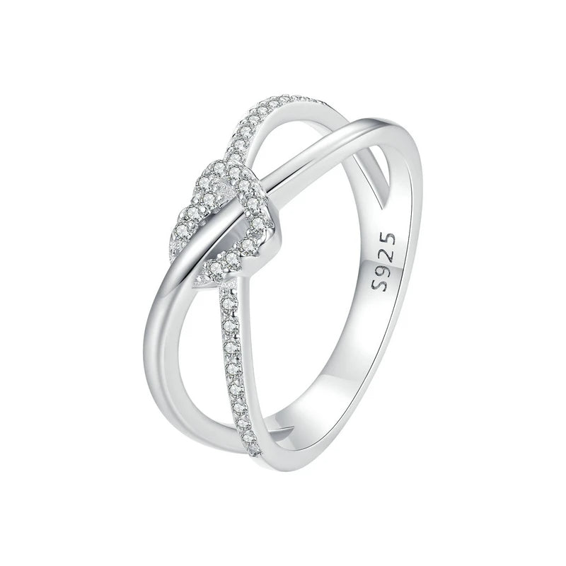 Silver Twisted Knot Heart Ring