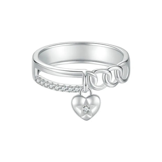 Sterling Silver Heart Star Ring