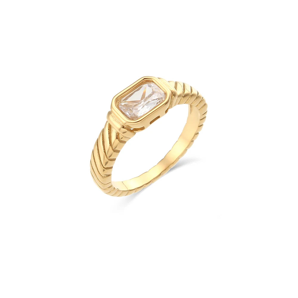 Thin Square Stone Ring