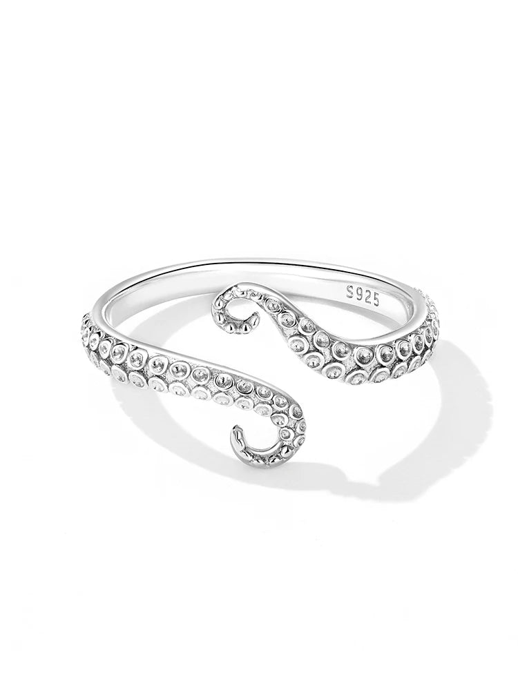 Adjustable Silver Octopus Ring