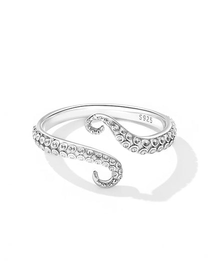 Adjustable Silver Octopus Ring