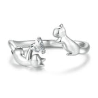 Silver Cat Heart Ring