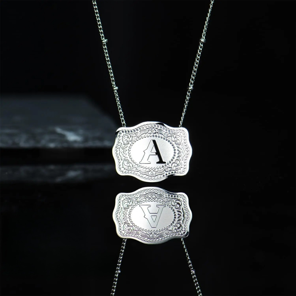 Rhodium Plated Initial Necklace