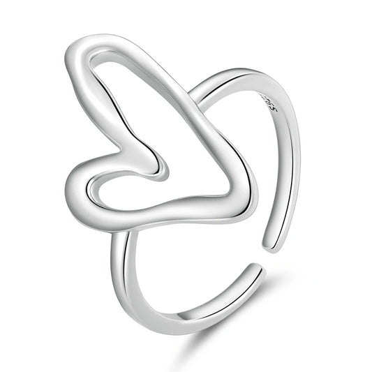 Silver Heart Open Ring