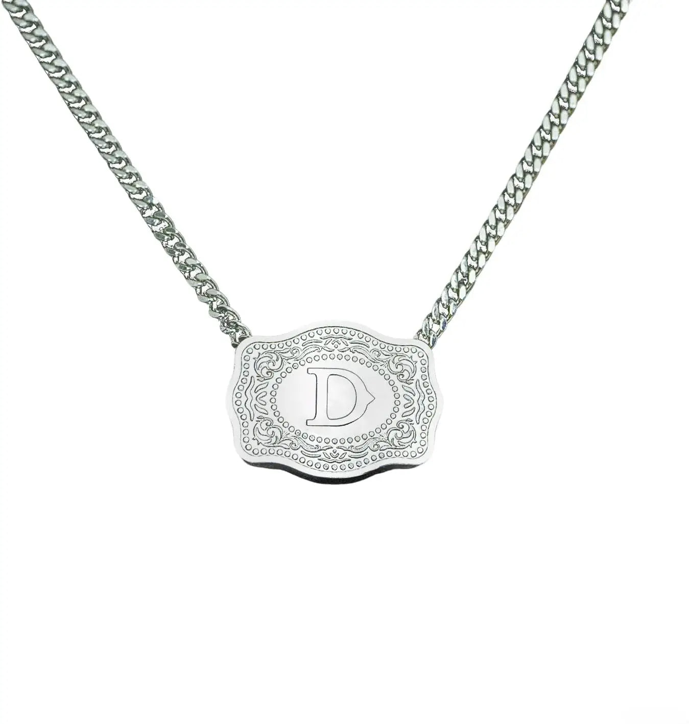 Rhodium Plated Initial Necklace