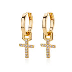 Zircon Cross Drop Earrings