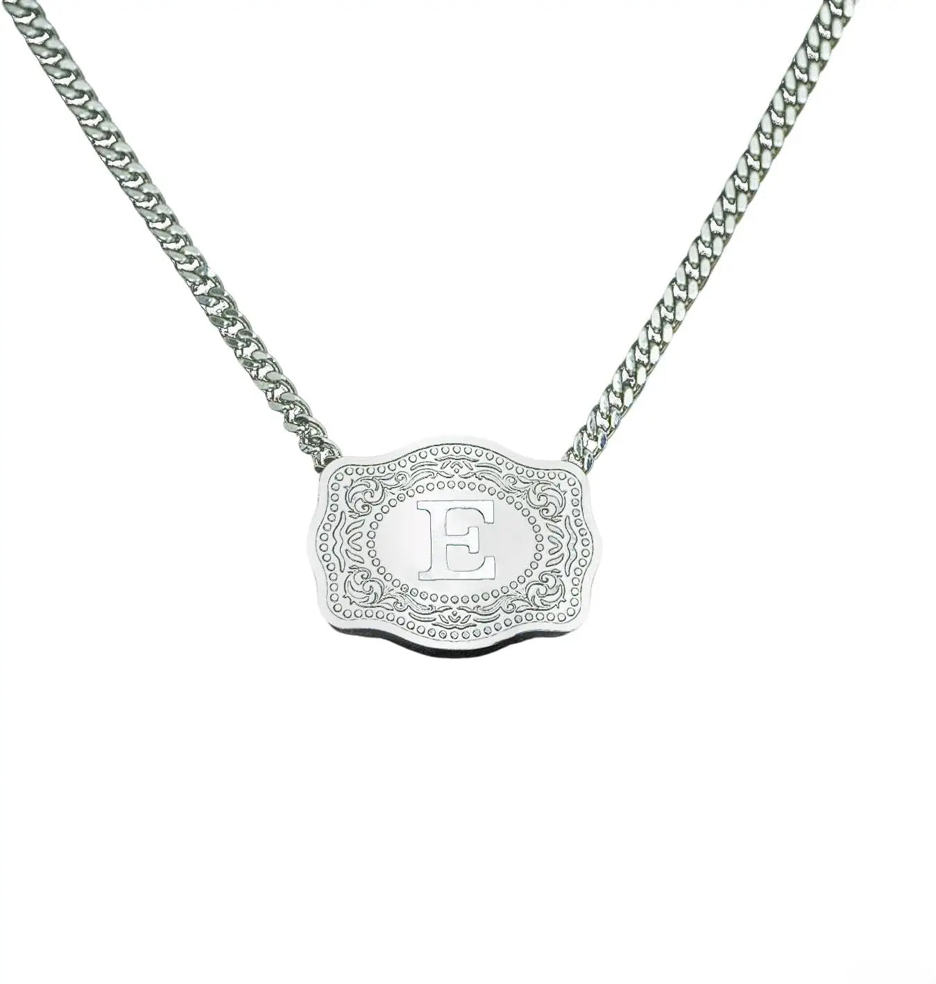 Rhodium Plated Initial Necklace