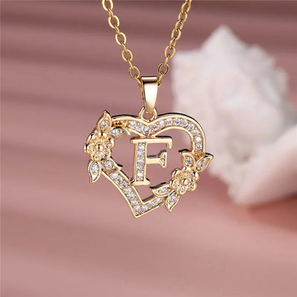 A-Z Flower Heart Necklace