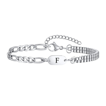 Silver Initial Unisex Bracelet