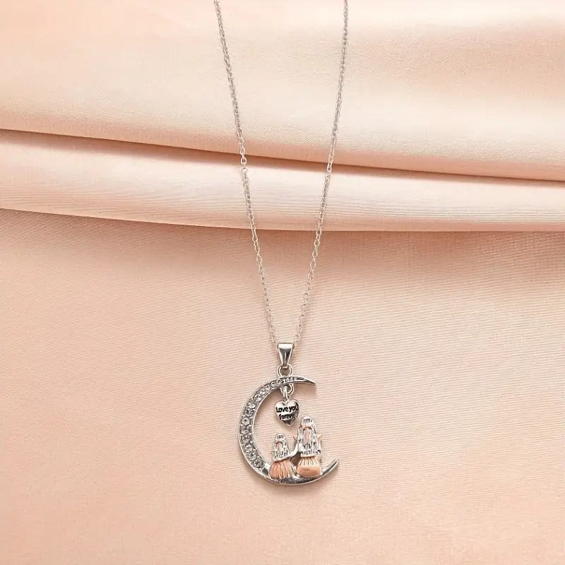 Mom & Daughter Moon Love Necklace