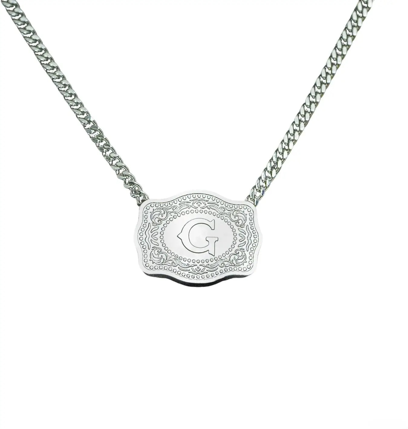 Rhodium Plated Initial Necklace