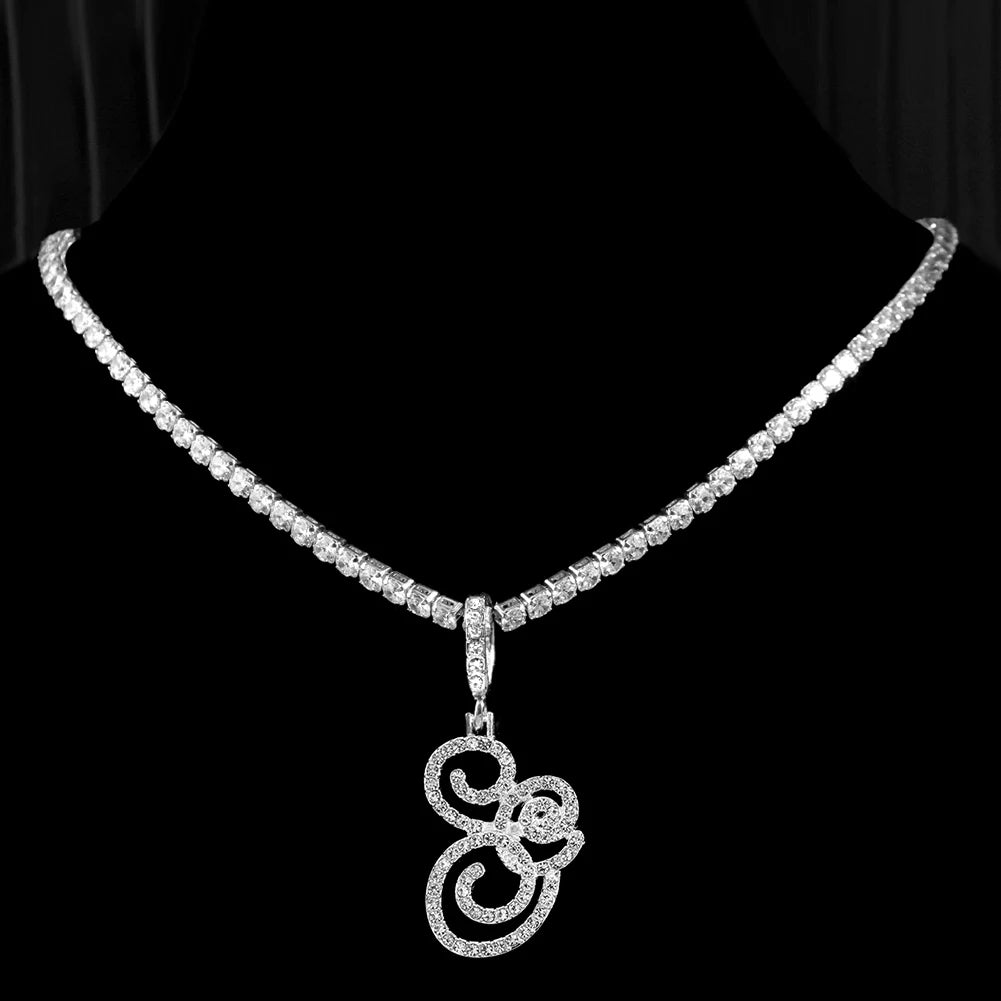 Crystal Cursive Initial Necklace