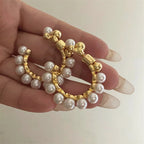 C-Shaped Pearl Earrings