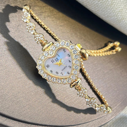 Rhinestone Studded Heart Watch