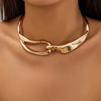 Thick Metal Buckle Collar Necklace