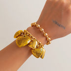 2 PCS Exaggerated Heart Necklace & Bracelet Set