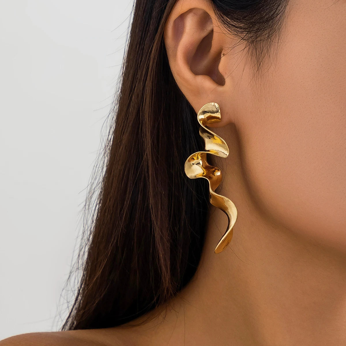 Irregular Twisted Long Drop Earrings
